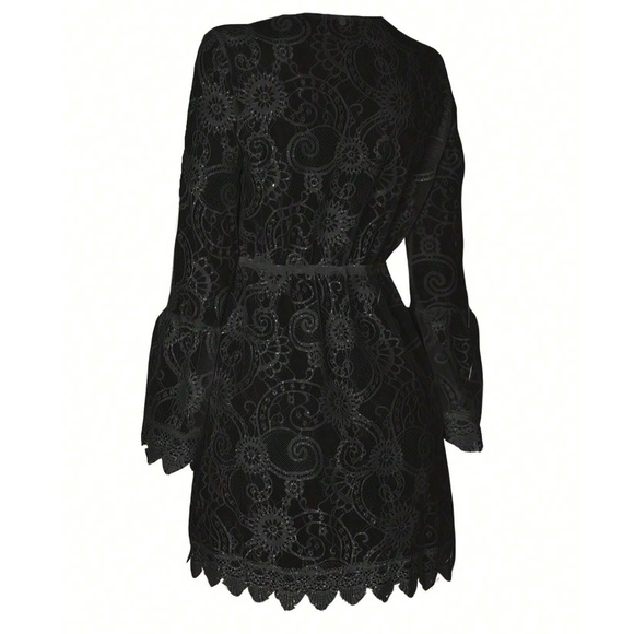 Boho Sheer Stretchy Waist Beach Swim Cover up - Picture 4 of 10